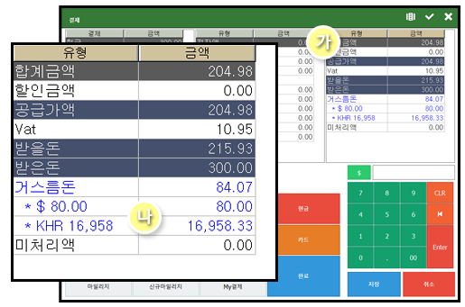 캄보디아_POS_거스름돈_달러_자바포스_1007